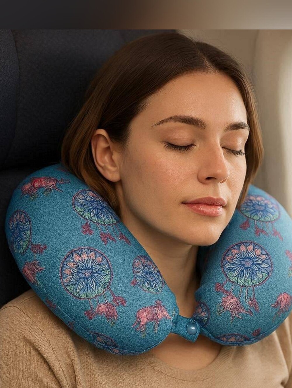 Dreamcatcher Pattern Teal Travel Neck Pillow